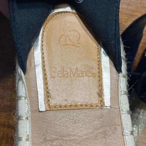 BellaMarie black suede leather platform wedge sandals size 7.5 - Picture 6 of 9